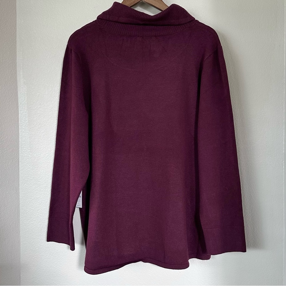 CHICO’S NWT XXL / 4 Cashmere Blend Zenergy Luxe Cowl Neck Sweater • Deep Merlot - Picture 4 of 10